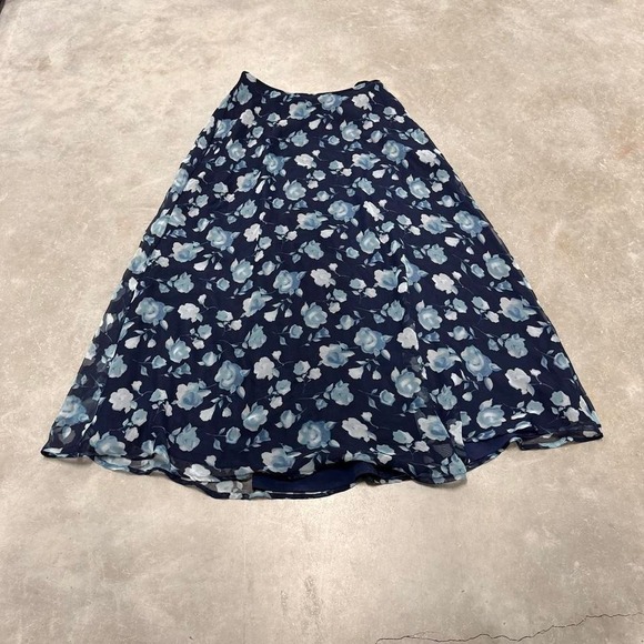 American Vintage Dresses & Skirts - Vintage 90s y2k low rise midi skirt blue floral alt indie cottage core